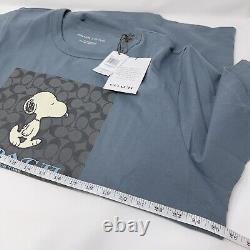 Coach X Peanuts CE544 Men's Signature Snoopy T Shirt Navy NWT Org $178