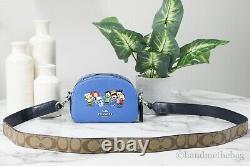 Coach X Peanuts Mini Serena Blue Pebbled Leather Snoopy & Friends Crossbody Bag