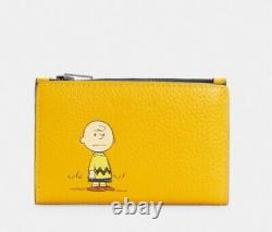 Coach X Peanuts Slim Bifold Card Wallet With Charlie Brown C4307 NWT