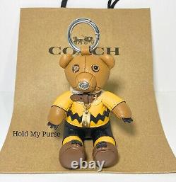 Coach X Snoopy Peanuts Charlie Brown Bear Keychain Bag or Backpack Charm NWT