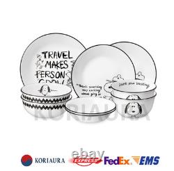 Corelle Snoopy Charlie Brown Dinnerware Set 2 Person 9P Round Set Vitrelle Glass