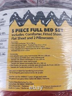 Cozy Peanuts 5-Piece Bedding Set Charlie Brown, Snoopy & Woodstock Full Size