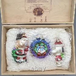 Crate PEANUTS Kurt Adler Polonaise SNOOPY CHARLIE BROWN Glass XMAS ORNAMENT SET