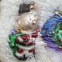 Crate PEANUTS Kurt Adler Polonaise SNOOPY CHARLIE BROWN Glass XMAS ORNAMENT SET