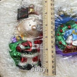 Crate PEANUTS Kurt Adler Polonaise SNOOPY CHARLIE BROWN Glass XMAS ORNAMENT SET