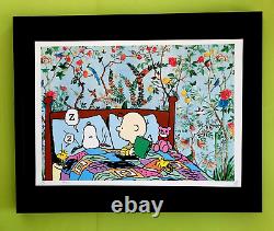 DEATH NYC Hand Signed LARGE Print Framed 16x20in COA SNOOPY CHARLIE BROWN FL