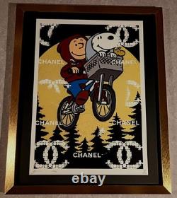 DEATH NYC ltd ed signed FRAMED art print 45x32cm Snoopy + Charlie Brown in E. T