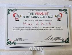 Danbury Mint Peanuts Christmas Cottage Lighted House Charlie Brown Snoopy NWB