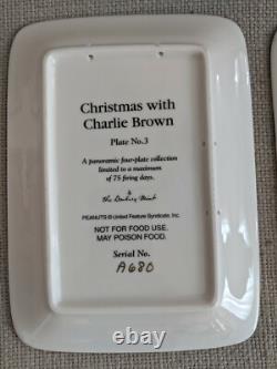 Danbury Mint Peanuts Snoopy Charlie Brown Christmas Panoramic Plate Set