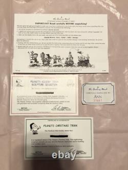 Danbury Mint Peanuts/Snoopy/Charlie Brown Christmas Train 5 Piece Set w COA