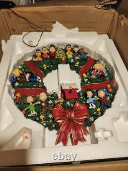 Danbury Mint Peanuts Snoopy Christmas Wreath Charlie Brown Lighted 15-18 RARE