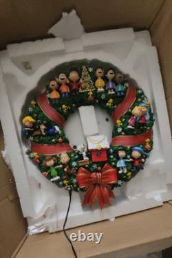 Danbury Mint Peanuts Snoopy Christmas Wreath Charlie Brown Lighted 15-18 RARE