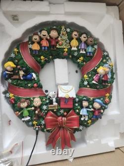 Danbury Mint Peanuts Snoopy Christmas Wreath Charlie Brown Lighted 15-18 RARE
