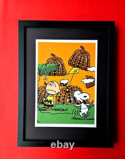 Death NYC Hand Signed Framed Print 16X12in LtdEd. SNOOPY AND CHARLIE BROWN COA