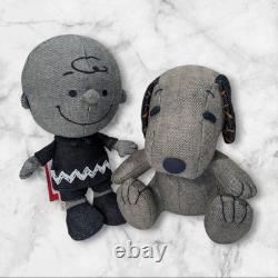 EDWIN Snoopy & Charlie Brown Denim Plush Toy Black Denim 21cm New