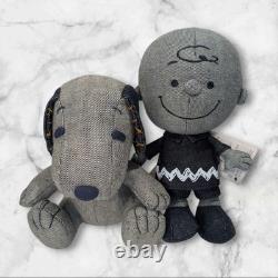 EDWIN Snoopy & Charlie Brown Denim Plush Toy Black Denim 21cm New