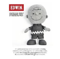 EDWIN Snoopy & Charlie Brown Denim Plush Toy Black Denim 21cm New