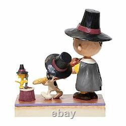 Enesco Jim Shore Peanuts Thanksgiving Charlie Brown Snoopy and Woodstock 5.75 F