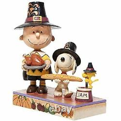 Enesco Jim Shore Peanuts Thanksgiving Charlie Brown and Snoopy Pilgrim Figurine
