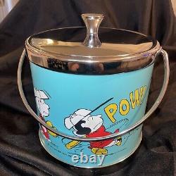 Extremely Rare 1973 Snoopy Peanuts Baseball Ice Bucket MUSIC BOX Charlie Brown