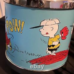 Extremely Rare 1973 Snoopy Peanuts Baseball Ice Bucket MUSIC BOX Charlie Brown