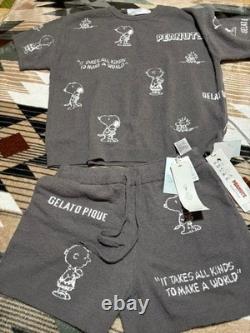 Gelato Pique Snoopy Charlie Brown Gray Short Sleeve Room Wear Free Size