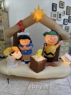 Gemmy Snoopy & Charlie Brown Christmas Play Nativity Scene 6 Feet Tall