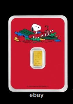 Gold Bar Snoopy with Gift Peanuts 60 Years of Charlie Brown Christmas