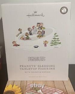 Hallmark Created Peanuts Approved Sledding Table Top Animated Figures NEW Snoopy