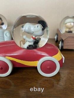 Hallmark Peanuts Gallery Snoopy, Sally, Lucy, Charlie Brown Snow Globes Cars (4)