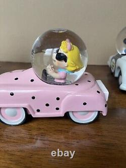Hallmark Peanuts Gallery Snoopy, Sally, Lucy, Charlie Brown Snow Globes Cars (4)