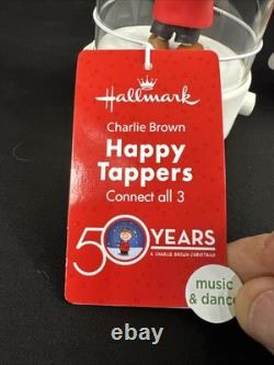 Hallmark Peanuts Happy Tappers 2015 Charlie Brown, Linus, Snoopy Set NOS READ