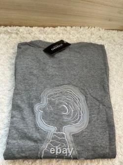 ICEBERG Snoopy Charlie Brown T-Shirt Gray Embroidered Logo Large Size LL
