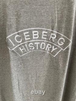 ICEBERG Snoopy Charlie Brown T-Shirt Gray Embroidered Logo Large Size LL