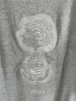 ICEBERG Snoopy Charlie Brown T-Shirt Gray Embroidered Logo Large Size LL