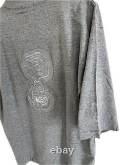 ICEBERG Snoopy Charlie Brown T-Shirt Gray Embroidered Logo Large Size LL