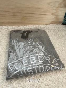 ICEBERG Snoopy Charlie Brown T-Shirt Gray Embroidered Logo Large Size LL