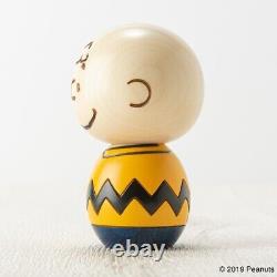 Japan Limited PEANUTS Snoopy & Charlie Brown Wooden Figure Usaburo KOKESHI DOLL