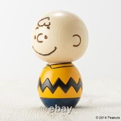 Japan Limited PEANUTS Snoopy & Charlie Brown Wooden Figure Usaburo KOKESHI DOLL