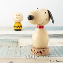 Japan Limited PEANUTS Snoopy & Charlie Brown Wooden Figure Usaburo KOKESHI DOLL