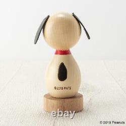 Japan Limited PEANUTS Snoopy & Charlie Brown Wooden Figure Usaburo KOKESHI DOLL