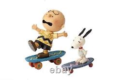 Jim Shore 2017 Peanuts Snoopy & Charlie Brown SKATEBOARDING BUDDIES 4054080 NRFB