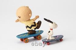 Jim Shore 2017 Peanuts Snoopy & Charlie Brown SKATEBOARDING BUDDIES 4054080 NRFB