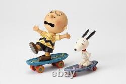 Jim Shore 2017 Peanuts Snoopy & Charlie Brown SKATEBOARDING BUDDIES 4054080 NRFB