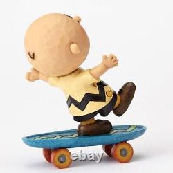 Jim Shore 2017 Peanuts Snoopy & Charlie Brown SKATEBOARDING BUDDIES 4054080 NRFB