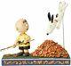Jim Shore Peanuts Charlie Brown And Snoopy Jumping Into Fall Leaves 6002773 New