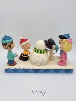 Jim Shore Peanuts Gang Making Snowman Snoopy Charlie Brown Winter Fun 6013040
