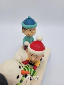 Jim Shore Peanuts Gang Making Snowman Snoopy Charlie Brown Winter Fun 6013040