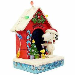 Jim Shore Peanuts Snoopy and Woodstock Dog House Lit Figurine 7 6002771