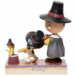 Jim Shore Peanuts Thanksgiving Charlie Brown Snoopy & Woodstock Figurine 6006943
